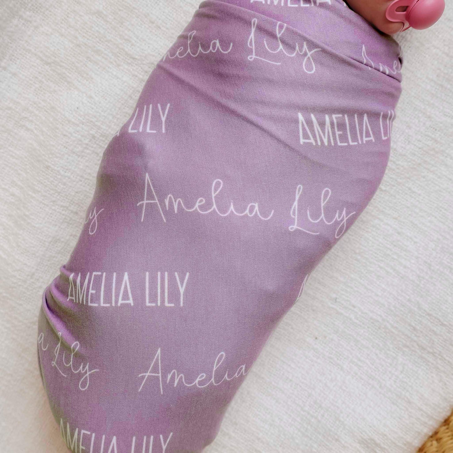 Personalized Baby Name Swaddle Blanket - Mulberry